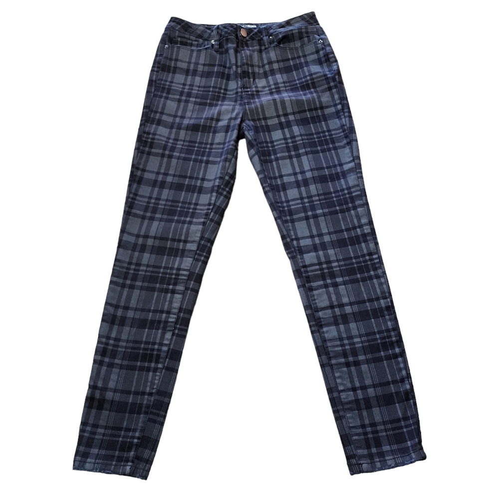 Fashion Nova Black/Gray Plaid Jeans Sz 11